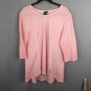 Focus On Casual Life Top Womens Medium Pink Seersucker Crinkle Beach Feminine